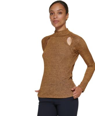 Petite Long-Sleeve Tie Neck Blouse