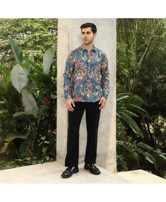 Men's Aegean Blue Floral-Opulance Shirt