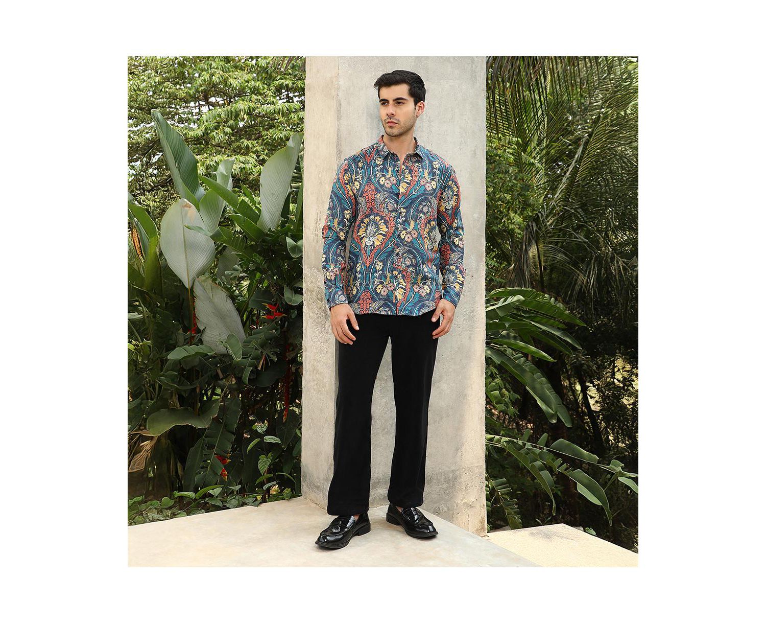 Men's Aegean Blue Floral-Opulance Shirt