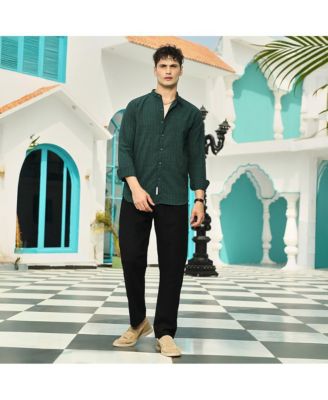 Men's Emerald Green Pinstriped-Tactile Shirt