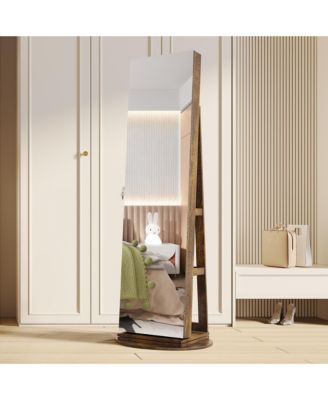360&deg; Swivel Free-Standing Jewelry Armoire Cabinet with Mirror