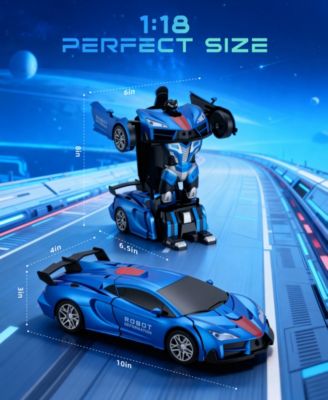 1:18 RC Transforming Robot Car with One-Click Deformation, 2.4GHz RC Car with LED Lights, 360&deg; Rotation & Demo Mode