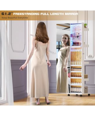 360&deg; Rotating LED Jewelry Armoire with Side Mirror & Shelves