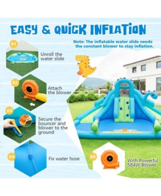 Inflatable Water Slide with Dual Slides and Large Splash Pool and Carry Bag (with 584W Blower)