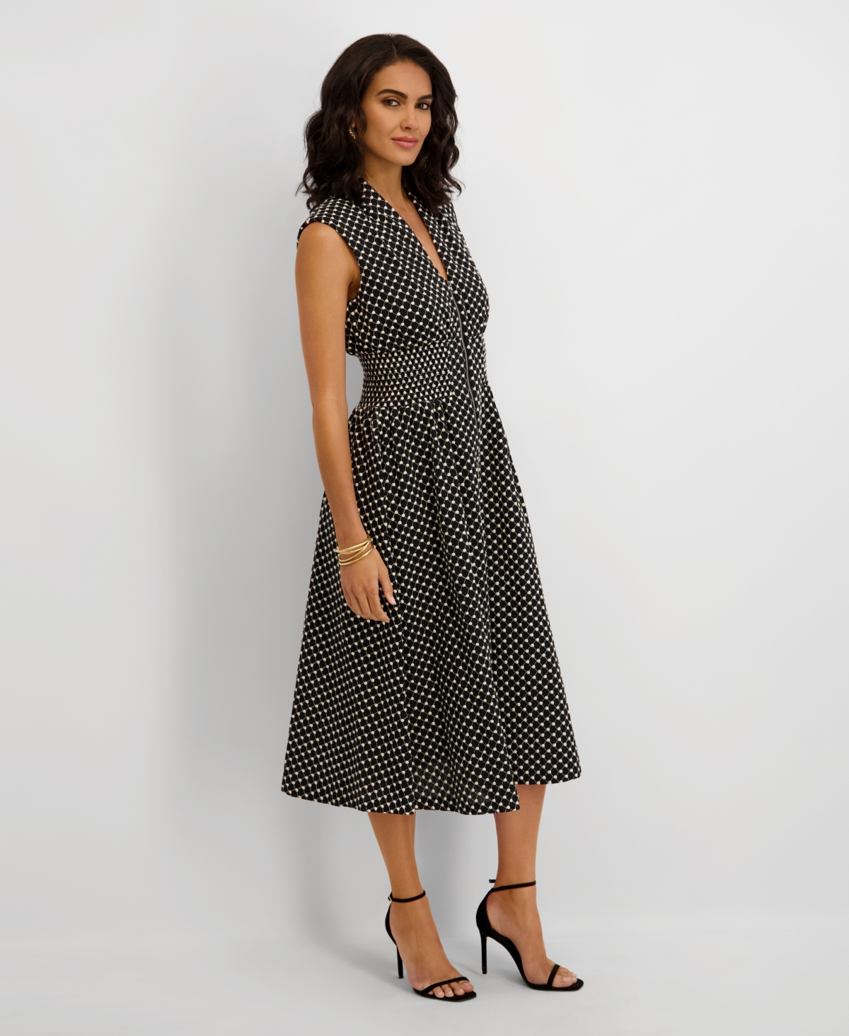 kensie Women's Embroidered Cotton Midi Dress