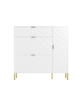 Shoe Cabinet Storage for Entryway, Modern Shoe Rack Cabinet with 3 Flip Drawers &amp; Side Cabinet