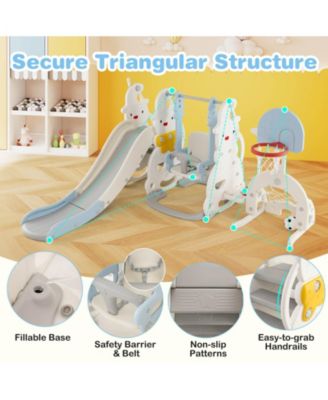7-in-1 Toddler Slide with Height Adjustable Basketball Hoop & Swing Golf Soccer