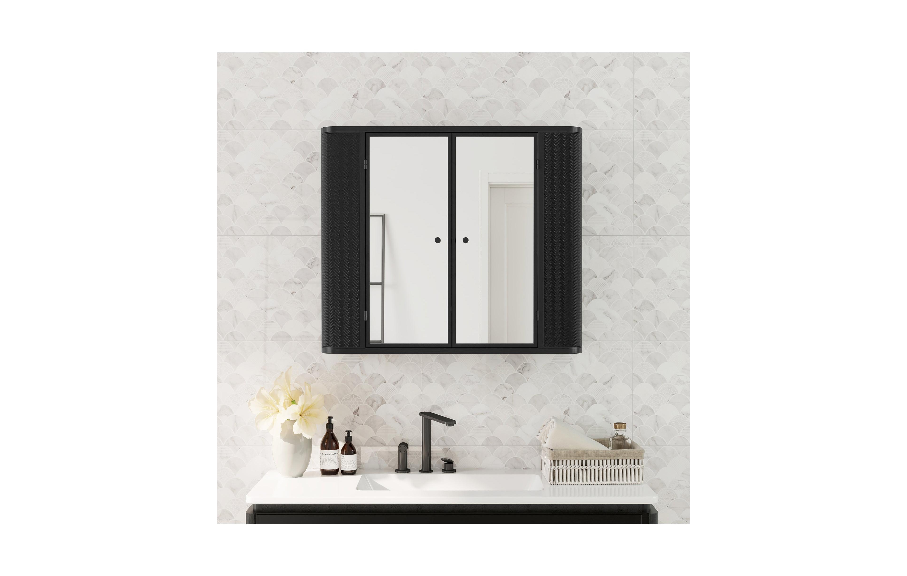 Clihome Green Wall-Mounted Bathroom Cabinet with Mirror – Ideal for Bathroom, Living Room, Kitchen & Dining Area