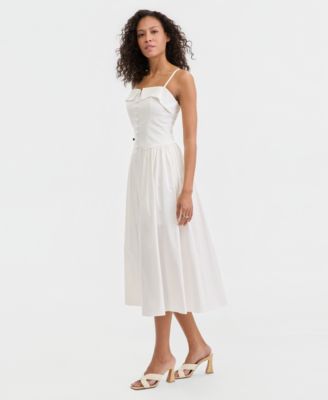 Juniors' Folded Square-Neck Sleeveless Midi Dress