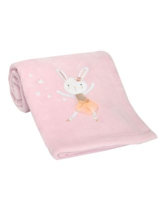 Tiny Dancer Pink Ballet Soft Fleece Bunny Applique Baby Blanket