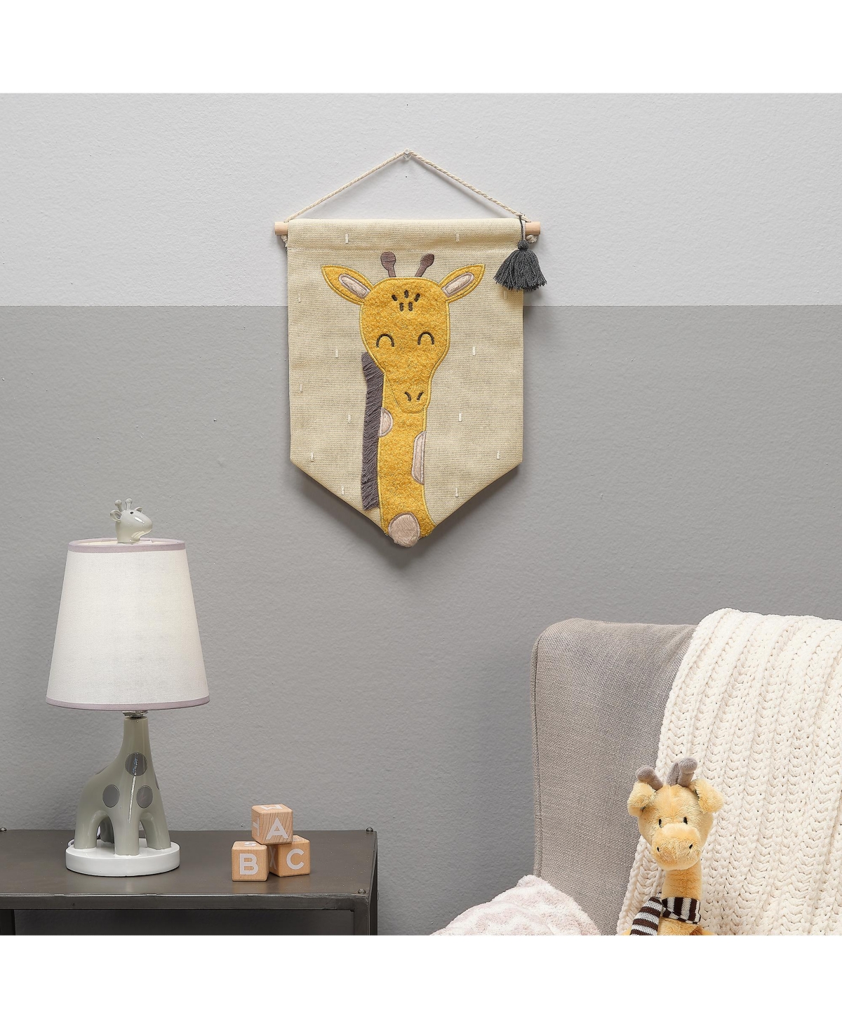 Lambs & Ivy Giraffe Canvas Banner Nursery Wall Art / Wall Hanging - Yellow