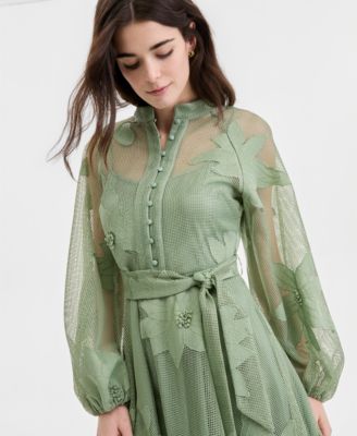 Juniors' Jacquard Mesh Lined Dress