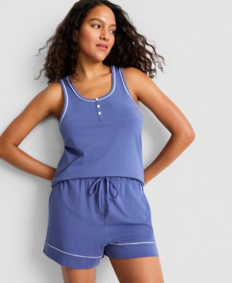 Women's Henley Tank & Shorts Pajama Set