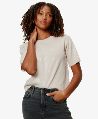 Women's Sparkle Sequin Short-Sleeve Sweater