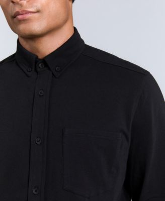 Men's Slim-Fit Plain White Performance Long-Sleeve Button-Down Shirt