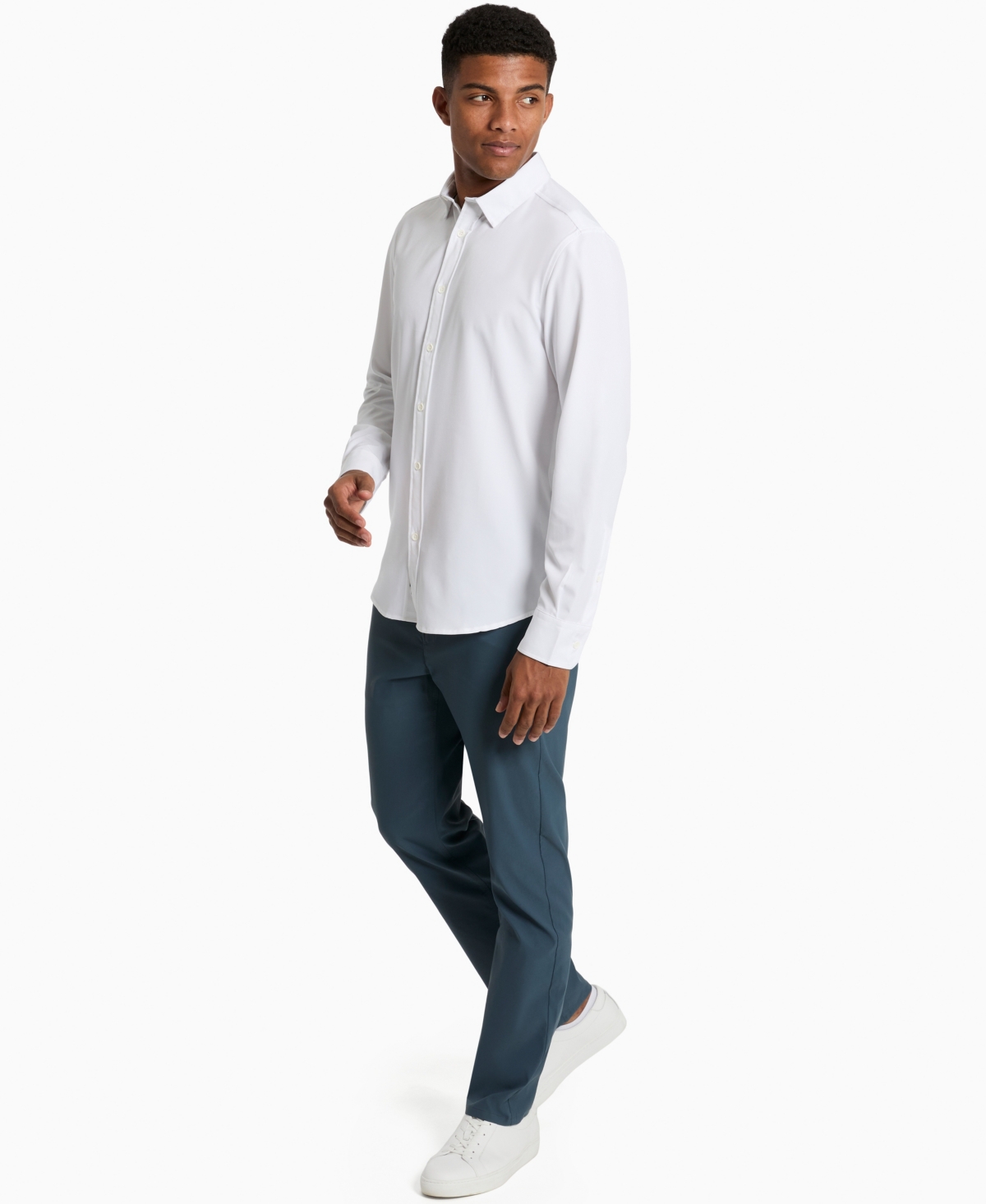 Kenneth Cole Men's Solid Slim Fit Performance Shirt