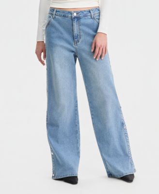 Women's High Rise Studded Wide Leg Jeans, Macy's Exclusive