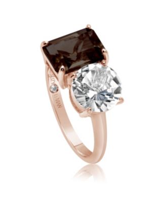 Suzy Levian Sterling Silver Gemstone Toi et Moi Two-Stone Ring