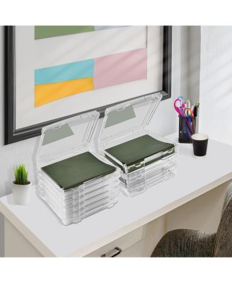 9-Piece Variety Pack Hanging File Organizer Bin Clear Plastic Stackable for Document Storage