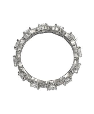  Sterling Silver Cubic Zirconia Round Halo Eternity Band