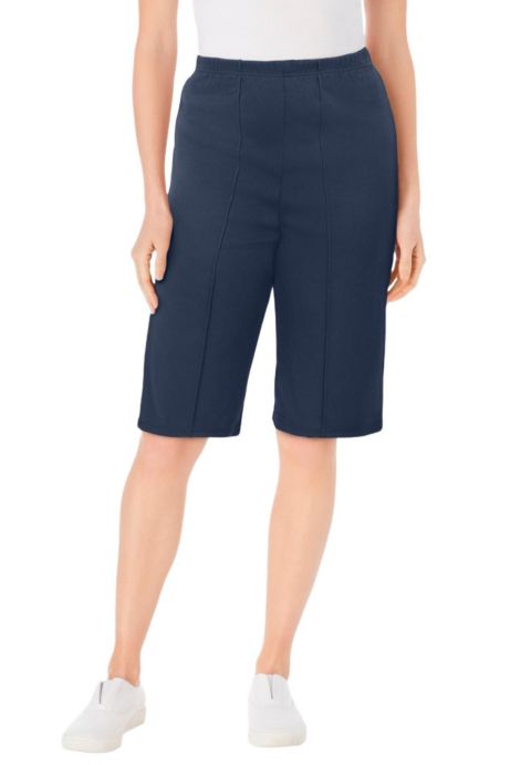 Женские шорты Woman Within Plus Size Knit Bermuda Short, цвет: Тёмно-синий