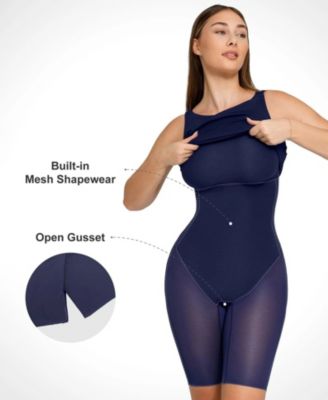 Women's Shapewear Sleeveless Boatneck Sculpting Midi Work Dress