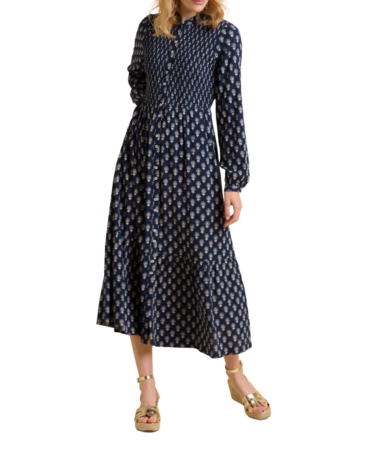 Brakeburn Women's Lark Long Sleeve Button Midi Dress