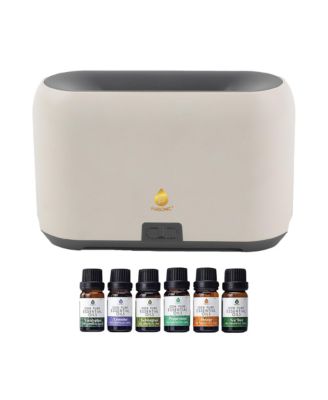 FlameGlow Aromatherapy Diffuser & 6-Pack Essential Oils Wellness Bundle – Pure Relaxation with Light, Scent & Serenity