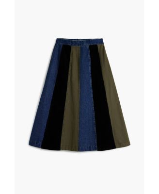 Women's A-line patchwork midi skirt