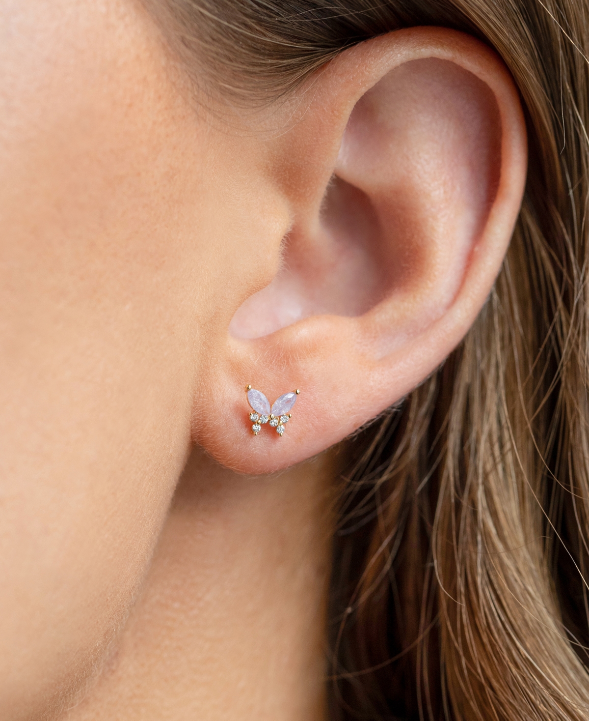 Girls Crew Crystal Lavender Remember Me Butterfly Studs