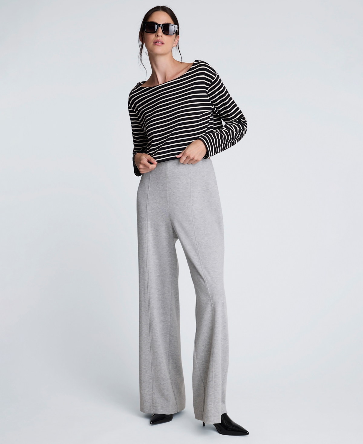 Kenneth Cole Women's Pin-tuck Wide-leg Pants In Gray