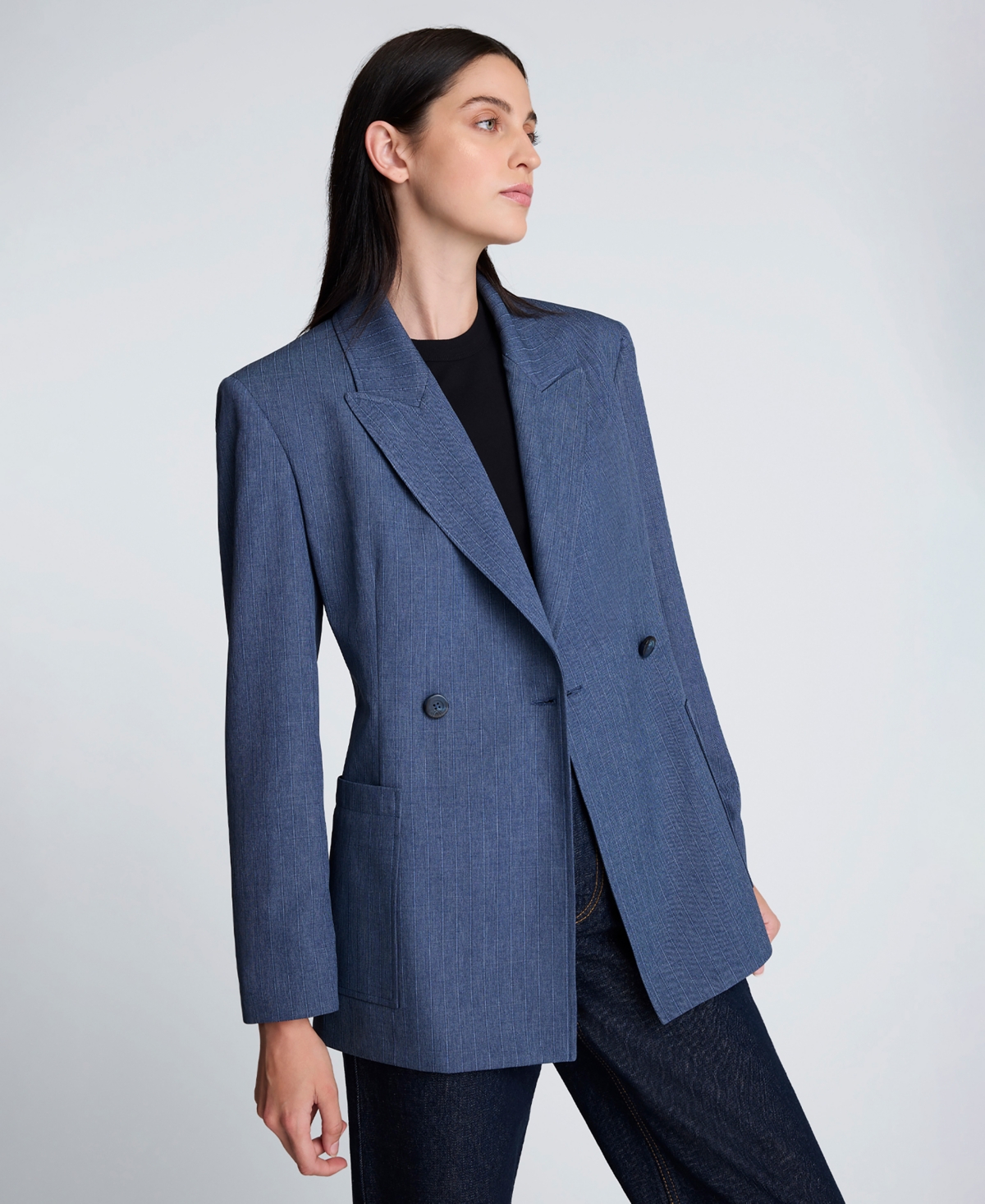 Kenneth Cole Women's Textured Pinstriped Long-Sleeve Jacket