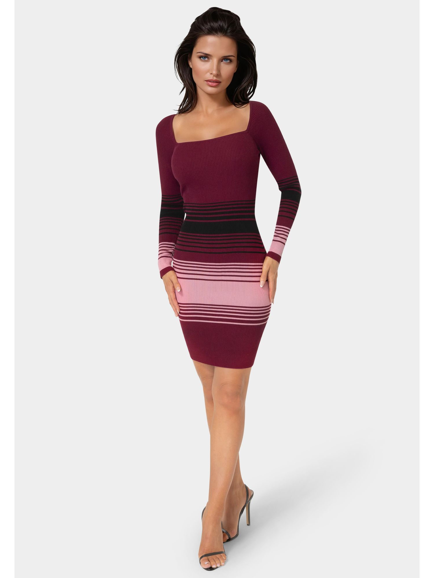 Women's Stripe Rib Sweater Dress