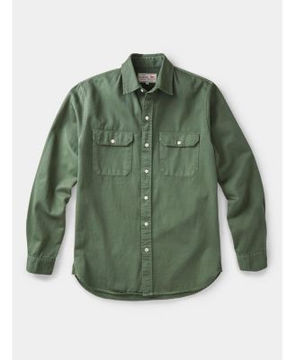 Men's Women s Long-Sleeve Cotton Twill Button-Up Shirt with Double Patch Pockets