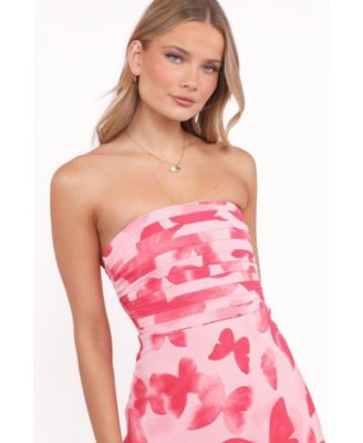 Women's Kenna Strapless Midi Dress in Butterfly Print