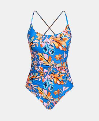 Women's Scoop Neck Crisscross Self Tied One Piece Swimsuit