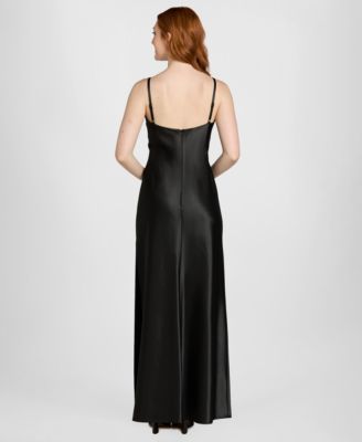 Juniors' Embellished V-Neck Sleeveless Gown