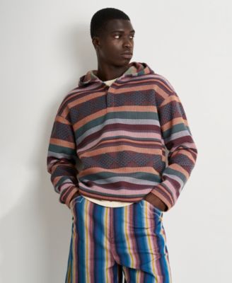 Men's Micro-Printed T-Shirt, Cosmico Striped Shorts and Jacquard Relaxed Fit Pixel Stripe Sweatshirt