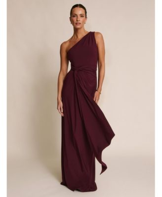 Women's One Shoulder Drape Stretch Bridesmaid Dress