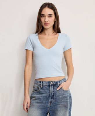 Good American - Women's V-Neck Short-Sleeve Top