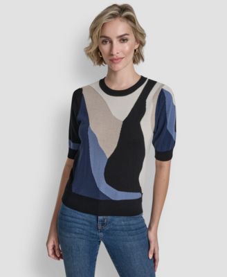 Women's Short-Sleeve Color-Block Sweater
