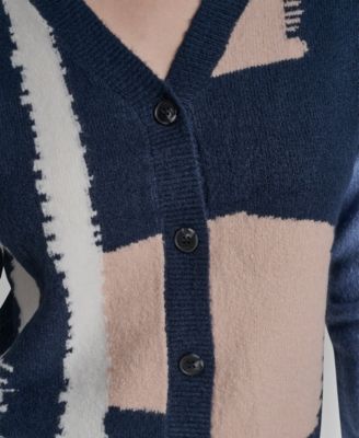 Women's Long-Sleeve Color-Block Cropped Cardigan