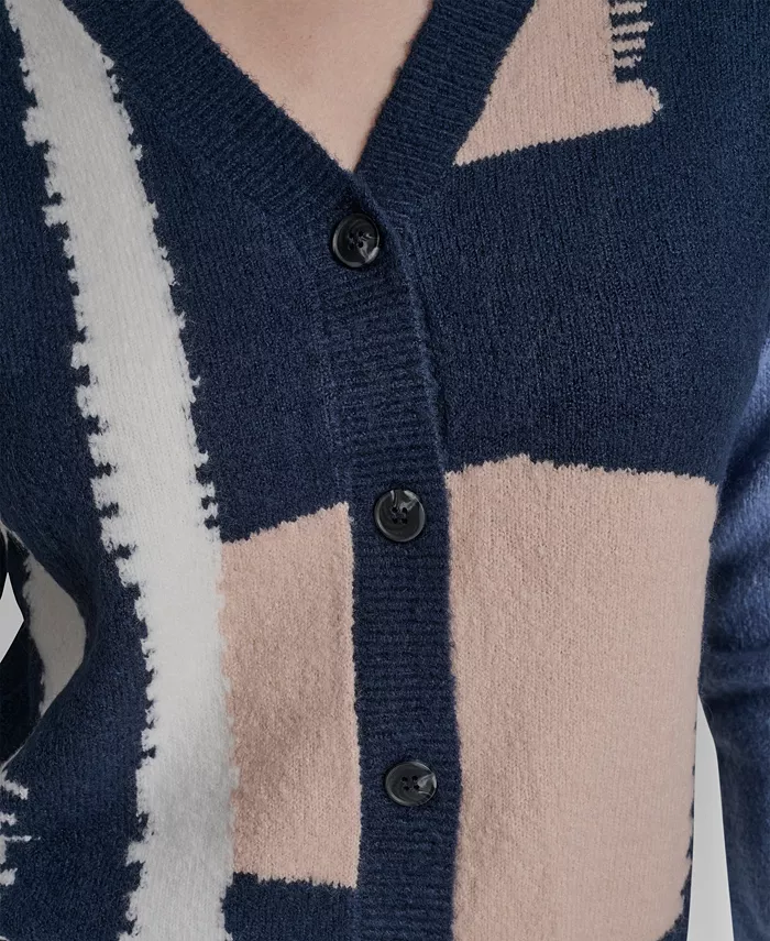 Women's Long-Sleeve Color-Block Cropped Cardigan - thumbnail 4