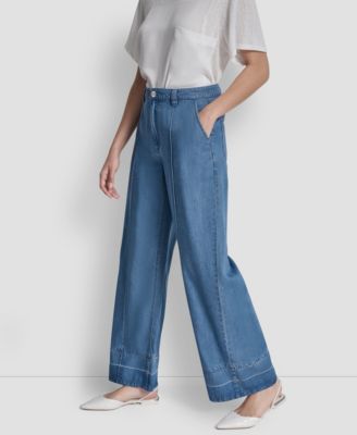 Women's Belted Front Seam Straight Pants