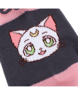 Women's Cosmic Symbols & Cats 3-Pair Lettuce Edge Casual Quarter Crew Socks