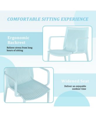 Streamdale Stackable Blue Armchair - Indoor/Outdoor, Ergonomic Design