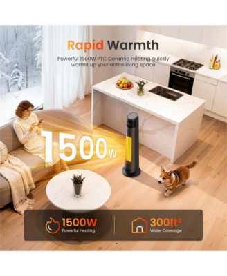 Tower Space Heater for Indoor, 1500W Smart Heaters with APP&Remote Control, PTC Ceramic Electric Heater, Overheat Protection for Office Home