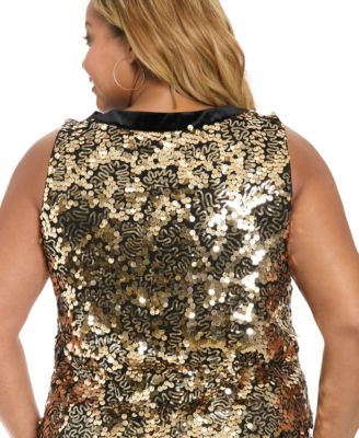 Plus Size Velvet Bow Sequin Tank Top