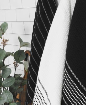 Skipping Stripe Wave Cotton Kitchen Towels, Set of 4