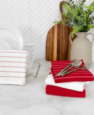 Skipping Stripe Wave Cotton Kitchen Towels, Set of 4